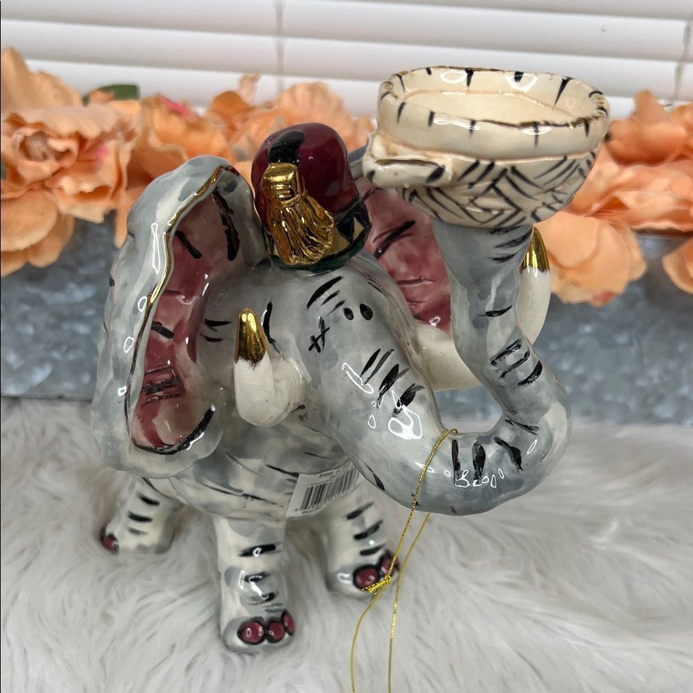 Blue Sky Elephant Tea Light Holder 2000 By Heather Goldminc 9.6 Inches Long